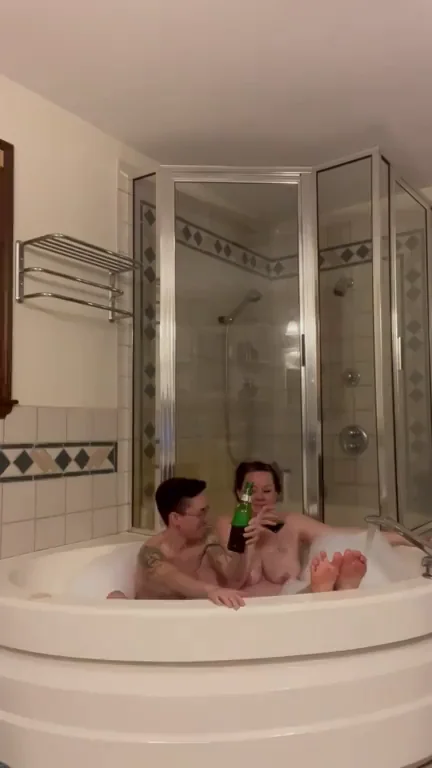 Bubble bath gets a little crazy when you mix wine and beer!