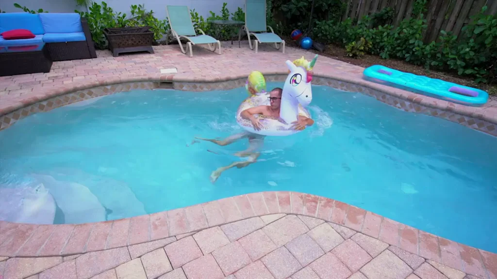 Stepmom Macey Jade Punishes Lazy Step-Son in Pool Float Fuck 😈💦