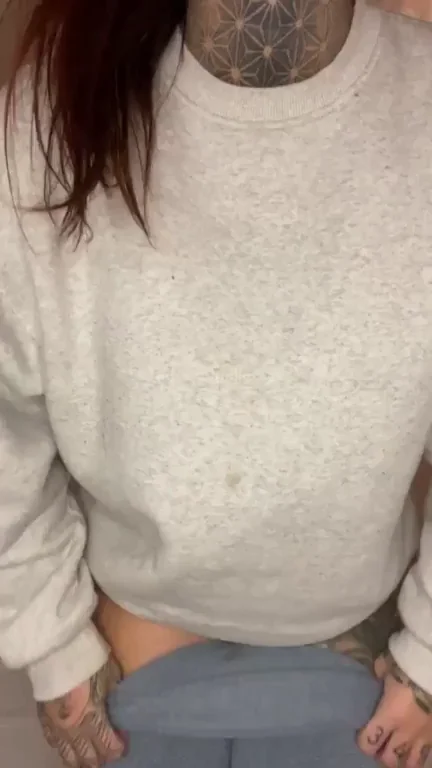 Tattooed Slut's Perky Tits Tease: Cum Where First?