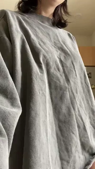 Baggy Sweater Hides Tiny Tits Surprise 😏🍒