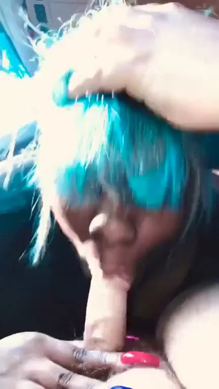 🚗 Arrow Up If You'd Facefuck This Blue-Haired Ebony Slut in the Whip! 💦🍆