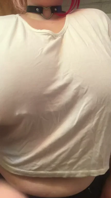 PAWG Slut's Massive Tits Bursting Out in Wet Tee Tease