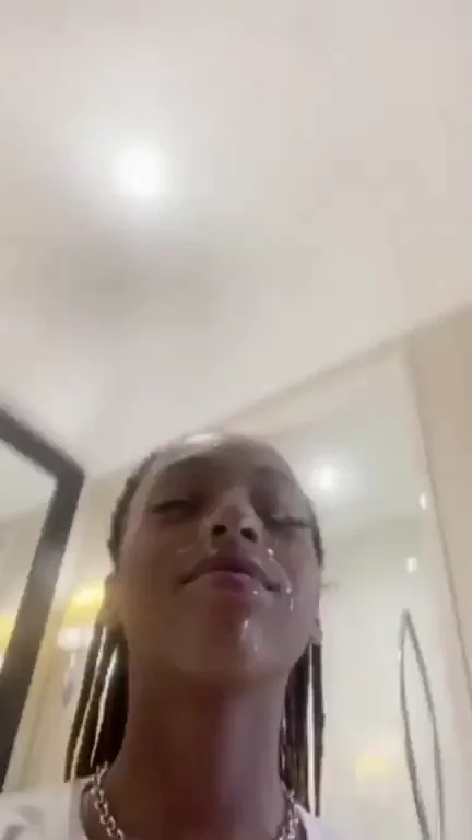 Cum-Drenched Ebony Babe's Sloppy Face