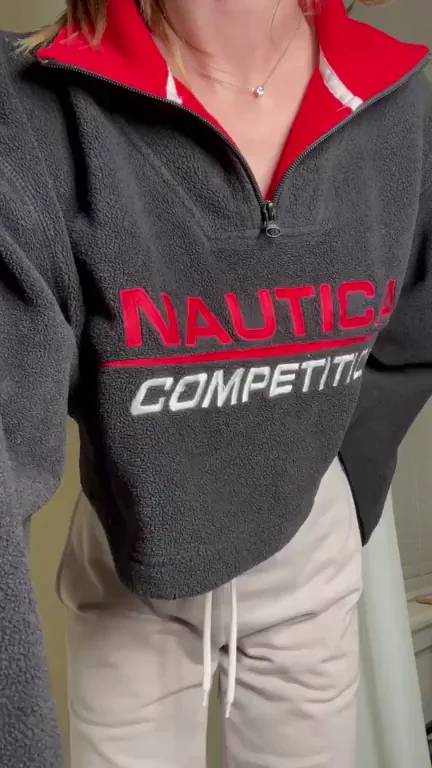 Petite Class Slut Lifts Hoodie & Pants for Naughty Reveal