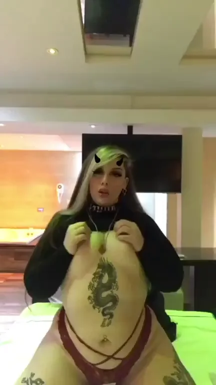 Chubby Goth Slut's Dragon Tat Tease Returns! 🔥🍑