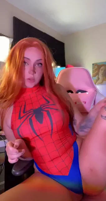 Redhead Spider-Gwen Begs for Your Cum in Tight Bodysuit