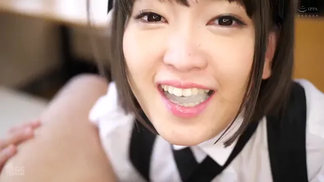 Adorable maid gets a mouthful of cum