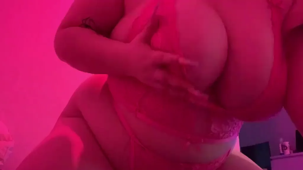 Chubby Tease Begs for Love: Massive Tits Spill Out in Pink Lingerie