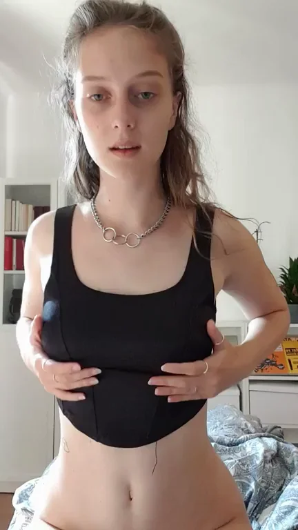 Pale Teen Slut Teases Her Perky Boobs 😘🍈🍈