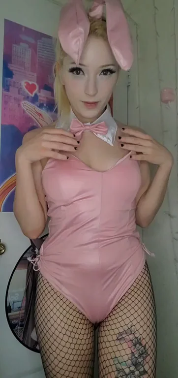 🐰 (22F) Playboy Bunny Slut Tease in Shiny Pink Bodysuit 💕