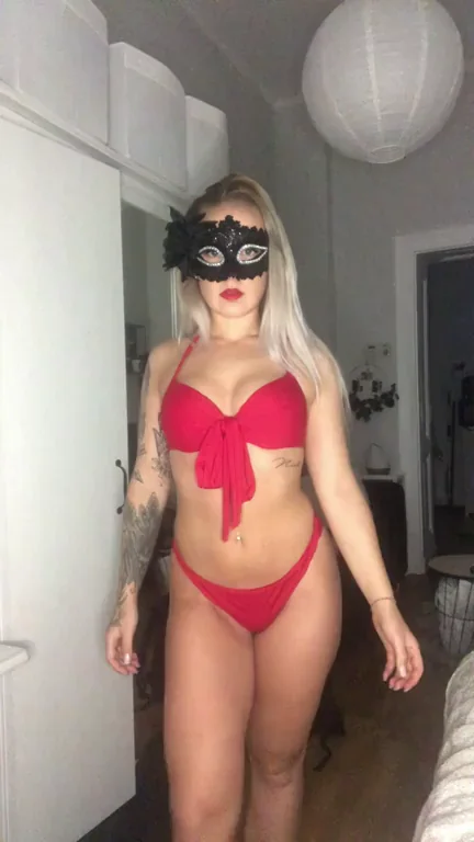 Red Bikini Masked Slut Making Your Day Cum Better 😈🔥