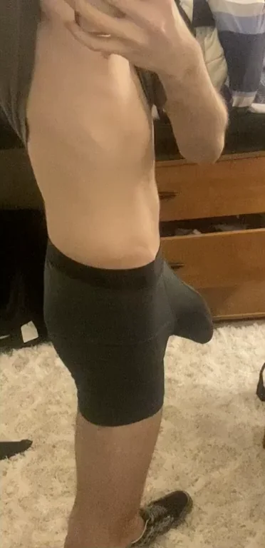 Twink's Massive Dick Wave in Tight Black Shorts 😏🍆
