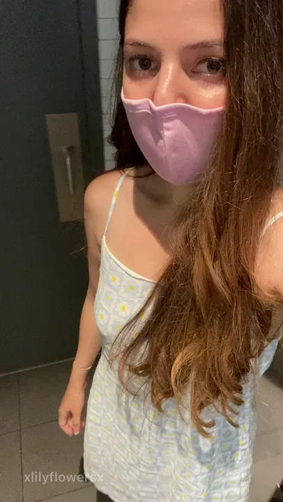 No Panties Under My Dress in Public Bathroom 😈💦