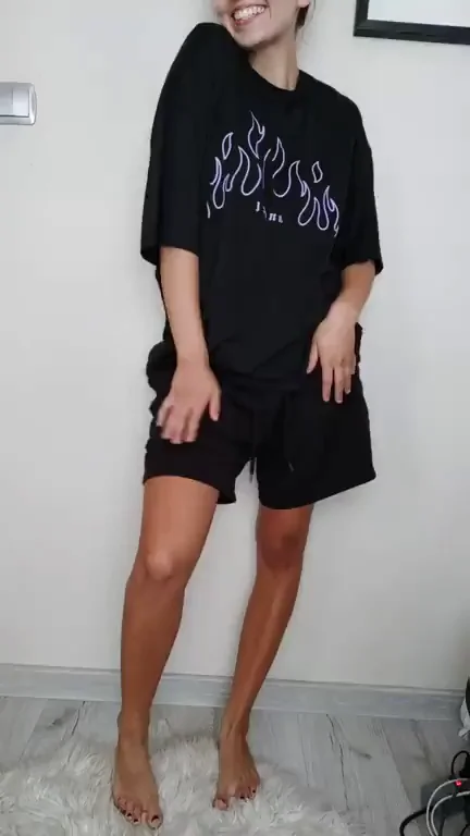 Petite Slut's Baggy Clothes Tease: Oversized Drip to Bare Perky Tits Reveal