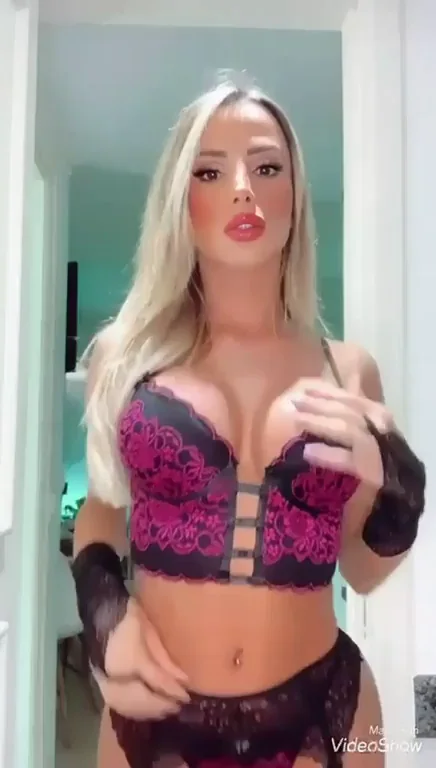 🔥 TS Blonde Bombshell in Purple Lingerie Teases: Home from Work Surprise! 🍑💦