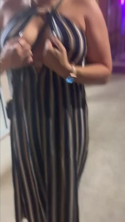 Drunk Slut Flashes Massive Tits Leaving the Bar 😈🍸👙