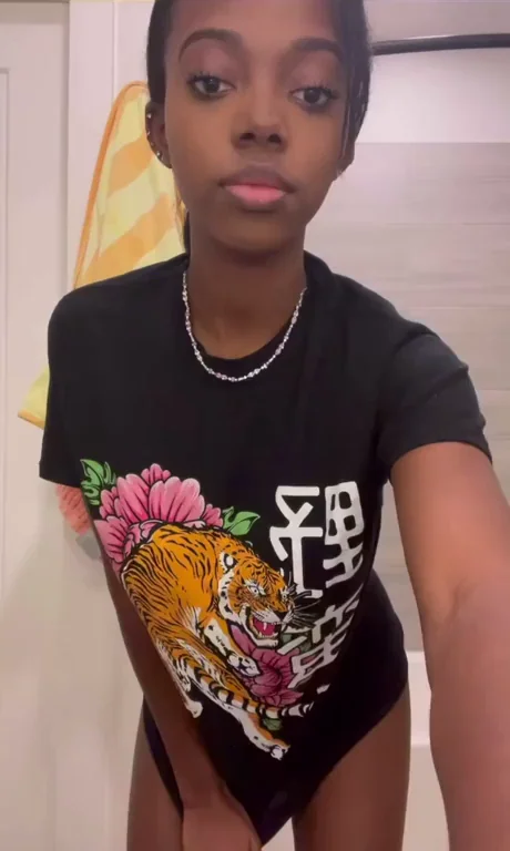 Petite Ebony Tease: Upvote If You'd Pound This Tummy Slut