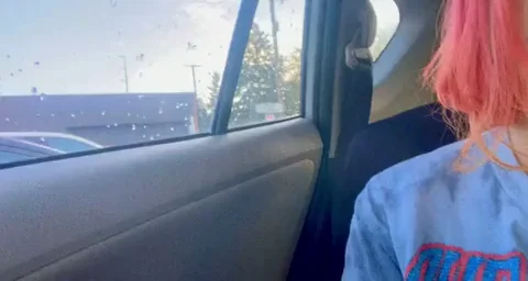 Pink-Haired Slut Soaks Her Pussy in Traffic - Honk Your Horn!