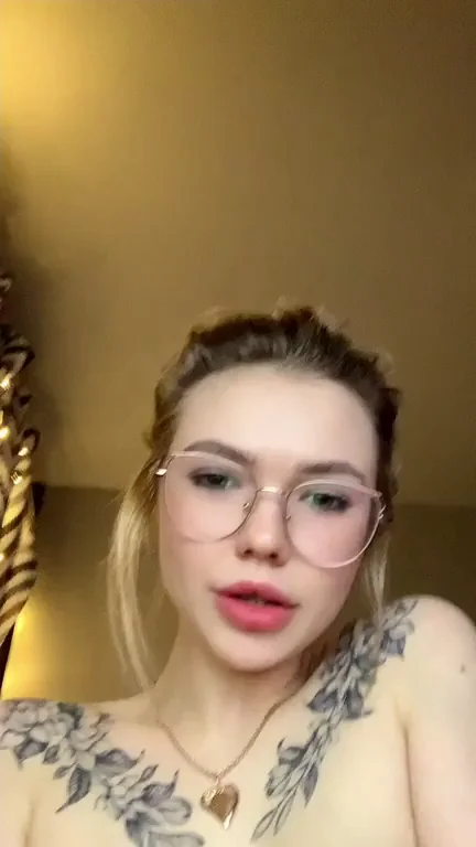 Blonde Glasses Slut Teases Her Perky Tits Just For You