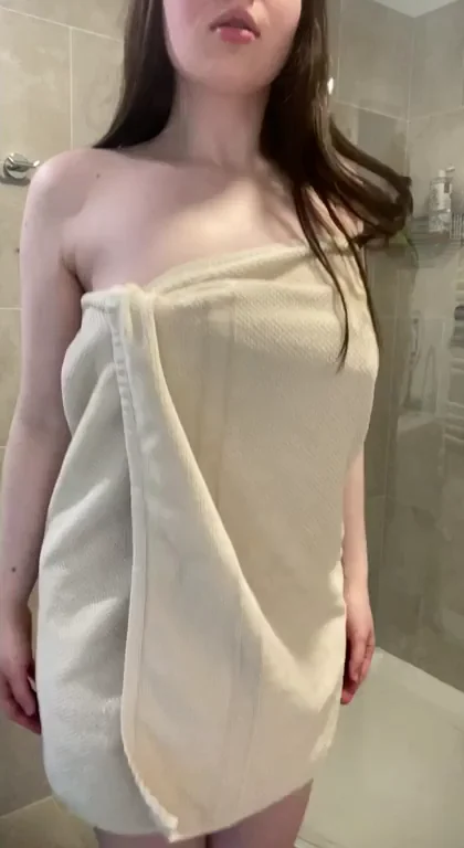 Towel Slip-Up: Panties Peeking from Slutty Shower Slip
