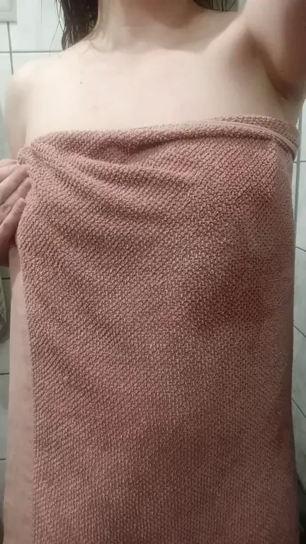Tempting Tease: Wanna Rip This Towel Off My Perky Natural Tits?