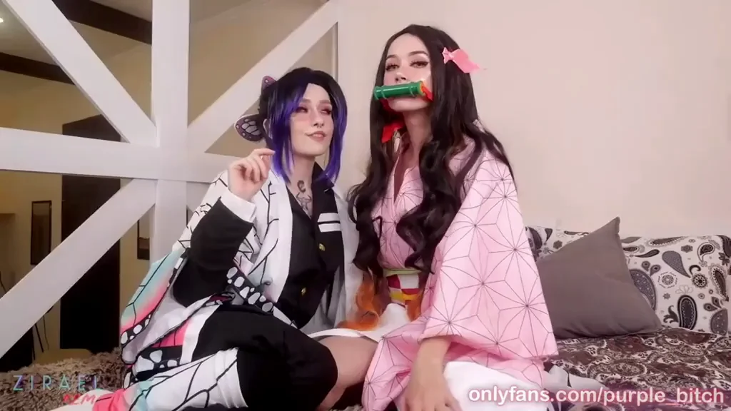 Nezoko and Shinobu 3some (Purple bitch zirael rem)[Demon slayer]