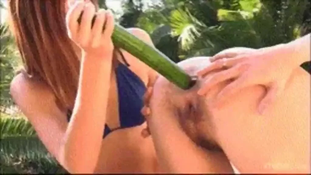 Slutty Babe's Naughty Cucumber Slicing Trick!