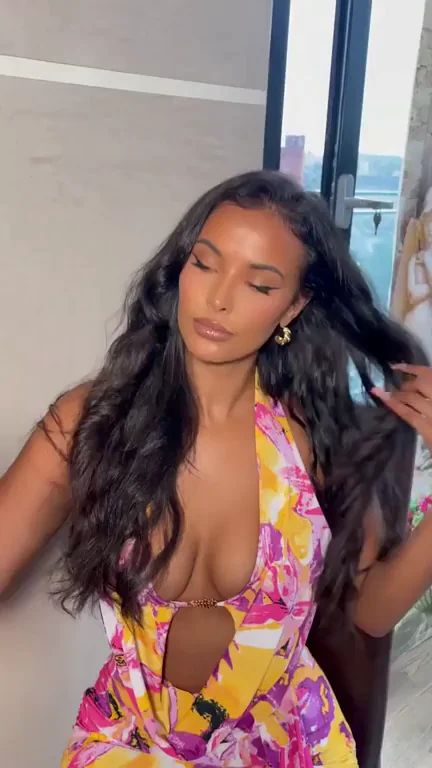 Maya Jama's Massive Tits Tease in Floral Slingshot Dress 🔥🍈🍈