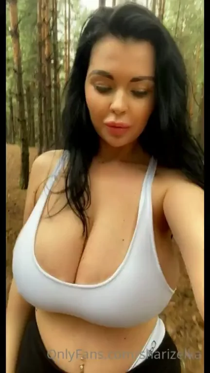 Sha Rizel's Massive Tits Bouncing Wild in Tight White Tank Top 🌲💦🍈🍈