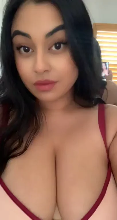 Red Lingerie Turns This Busty Brown Hottie into a 😈 Slut 🔥