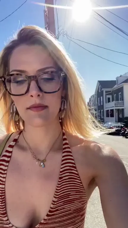 🕶️ Blonde Slut Flashes Massive Tits in Public - Window Peekers Welcome? 😏