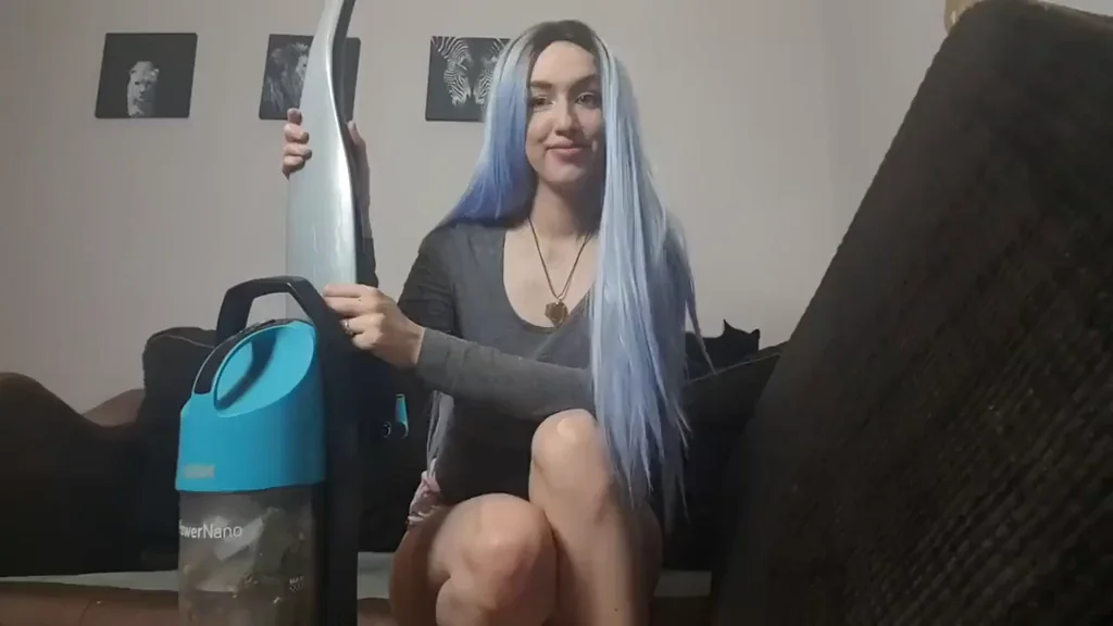 Blue-Haired Slut Teasing with Dildo & Vacuum Cock 😈💦