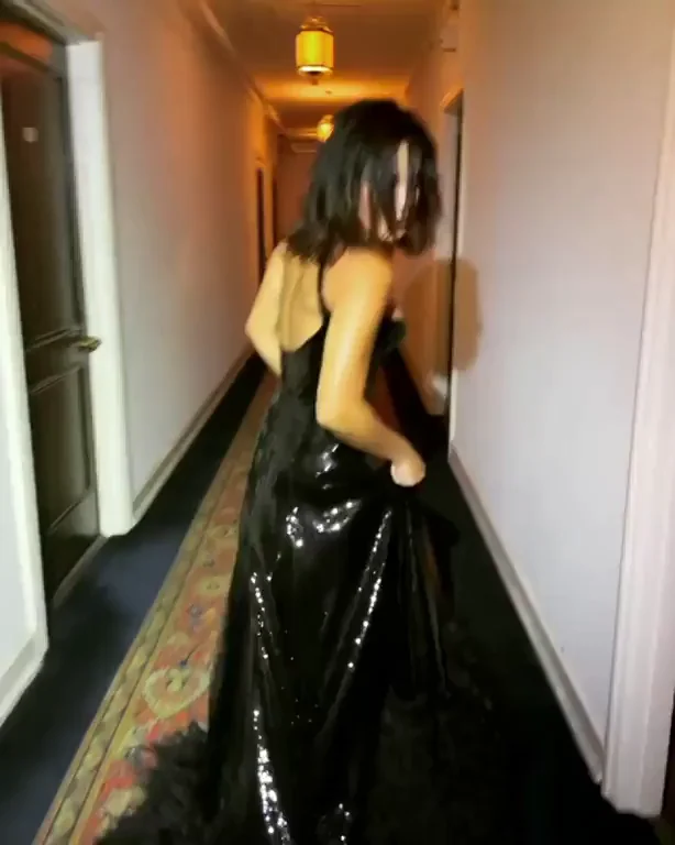 Vanessa Hudgens' Shiny Black Dress Tease 💦🔥