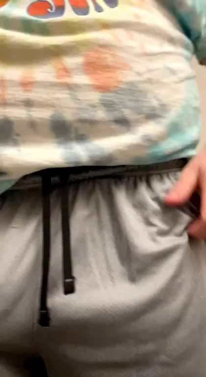 Indoor Tease: Bulging Thick Dick in Grey Shorts 🍆💦