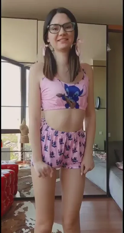Petite TikTok Teen's Naughty Lingerie Tease & Titty Drop 🔥👓