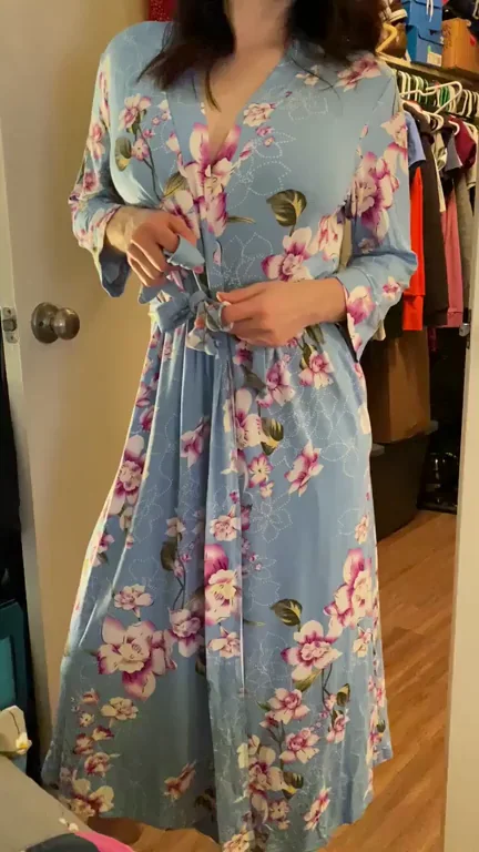 Peek Under My Sexy Robe? Busty Petite Tease! 🔥👀
