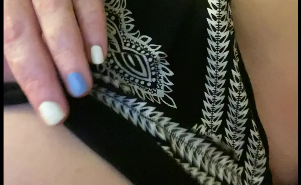 Husband's Fingers Dive into Wife's Bushy Upskirt Slit
