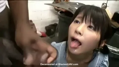 Japanese girl tastes her first BBC load