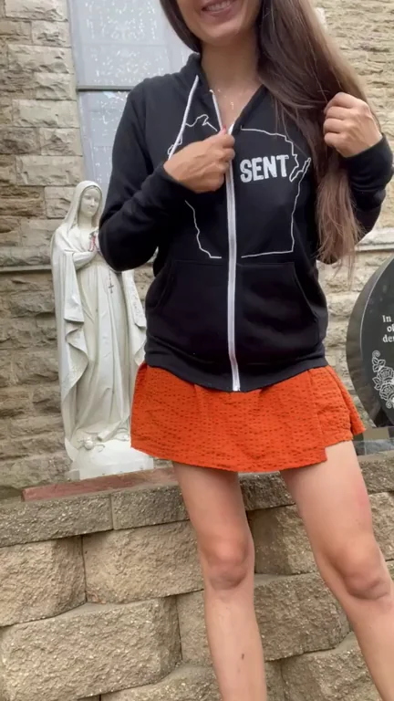 Just a Wisconsin girl plugged outside of church