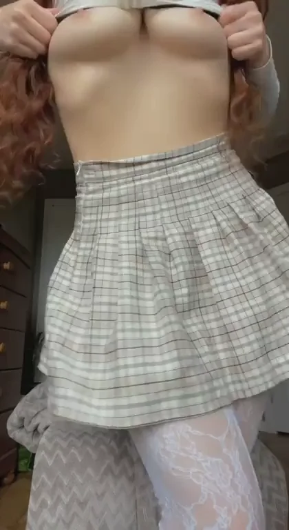 18yo Slut's GF Application: Tits Out & Skirt Up 🍑💦