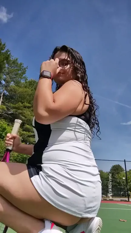Oopsie! Clumsy Slut Spills Boobs at Tennis Court 😏🍑