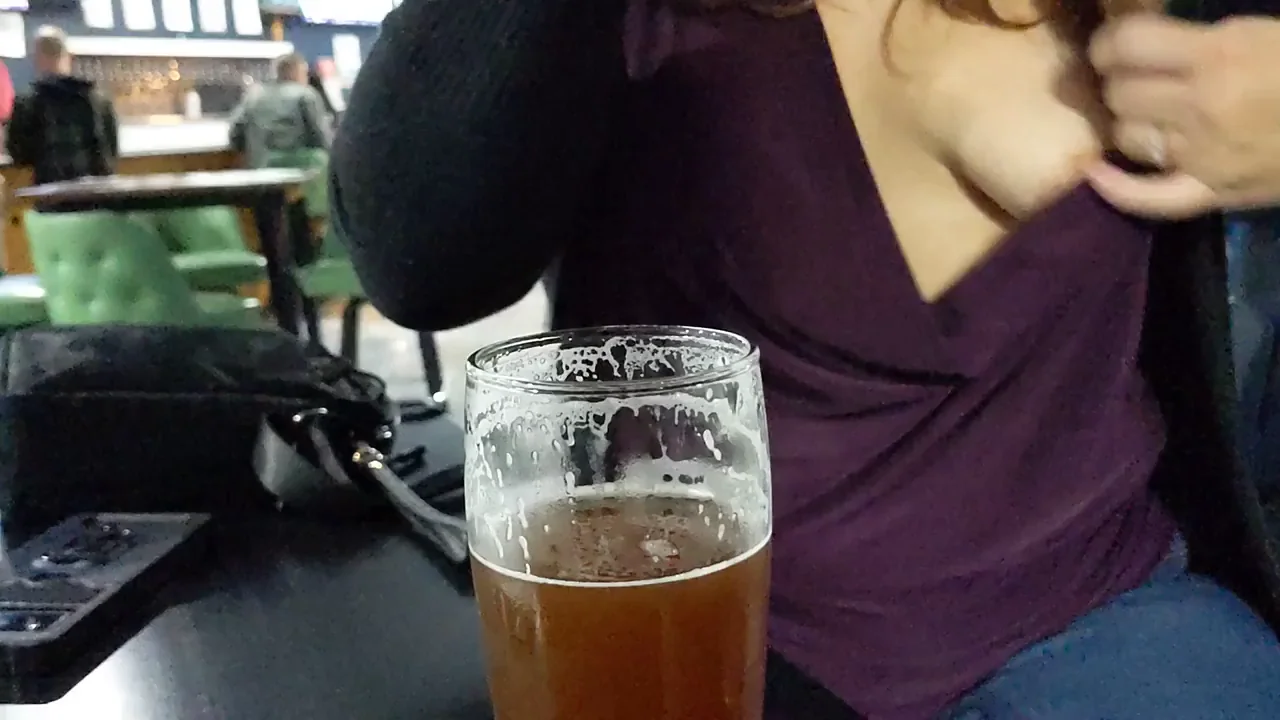 Nippy Out There? MILF Flashes Perky Tits in Public Bar! ❄️🍻👀
