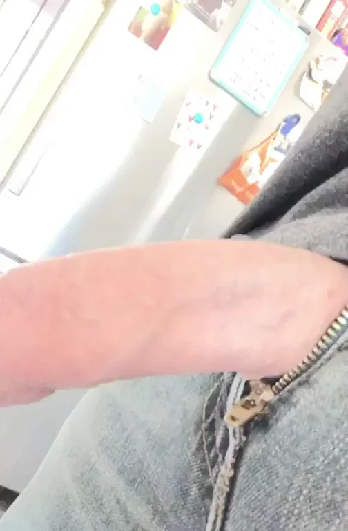 Big Fat Cock Bulges and Hardens in Ripped Jeans Tease