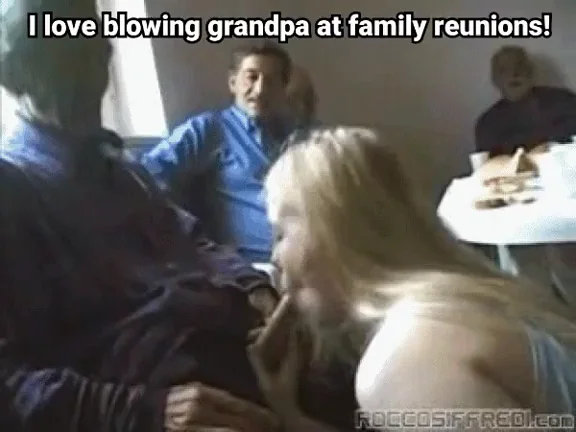 Daughter Blowing Grandpa GIF