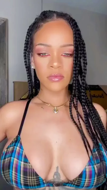 Rihanna's Juicy Ebony Tits in Plaid Bikini 🔥🍈🍈