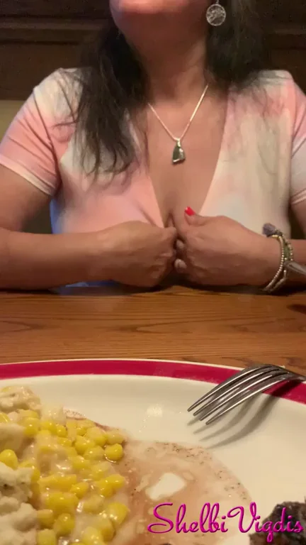 99 Cent Restaurant Boob Flash: Risky Tits Out Diner Dare [GIF]