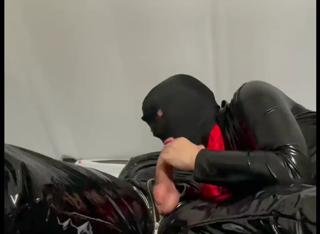 Sucking his dick in my catsuit ending up hogtied
