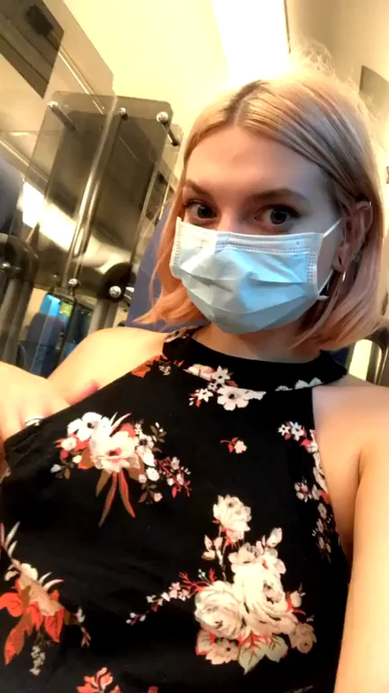 Train Slut Flashes Perky Tits, Begs Employee to Pound Her Wet Pussy