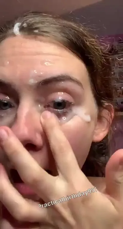Cum-Faced Slut Cleans Up Her Messy Facial Load