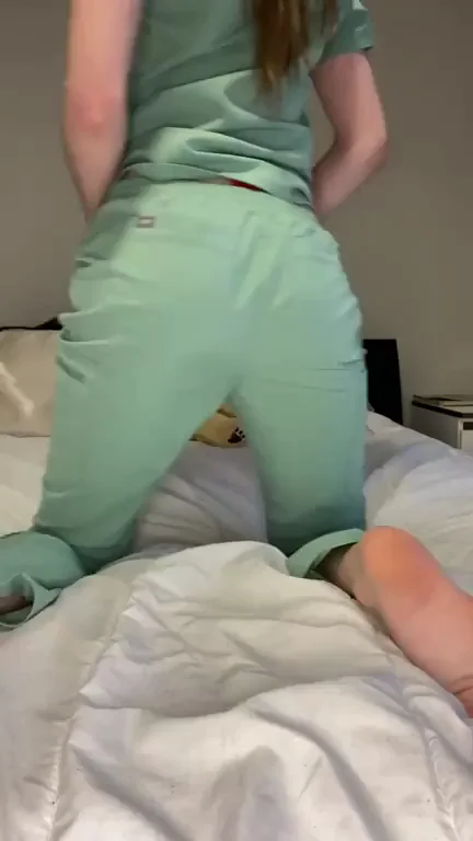 Hot Nurse Slut Teases in Scrubs & Red Thong 😈🍑
